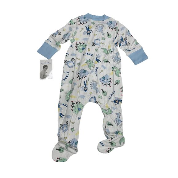 NWT Magnolia Baby 6M Little Prince Blue Printed Zipper Footie - Picture 2 of 5